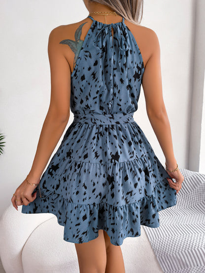 Be Bold and Beautiful with This Casual Leopard Print Ruffled Swing Dress!