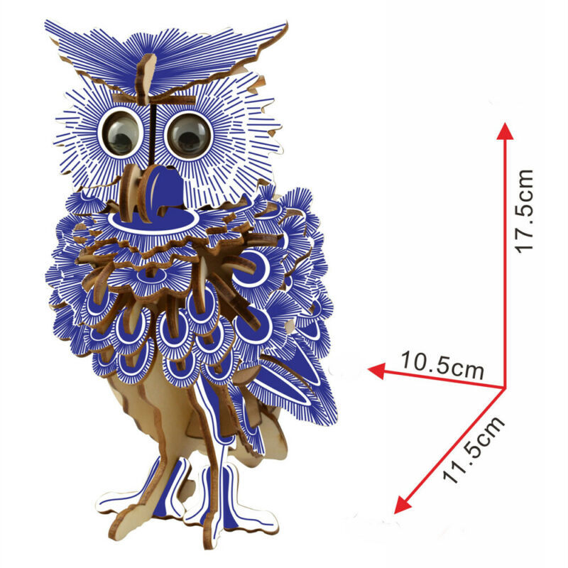 Blue Wooden 3D Owl Puzzle