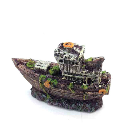 Small Sunken Boat Aquarium Decoration