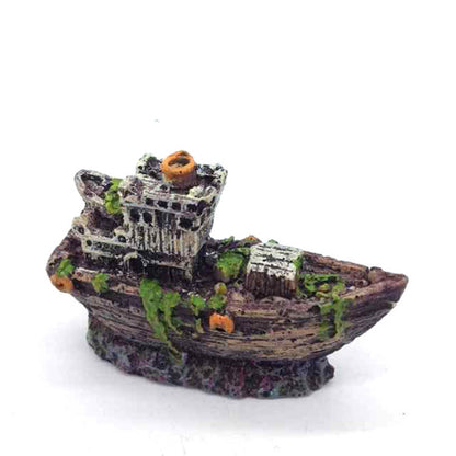 Small Sunken Boat Aquarium Decoration