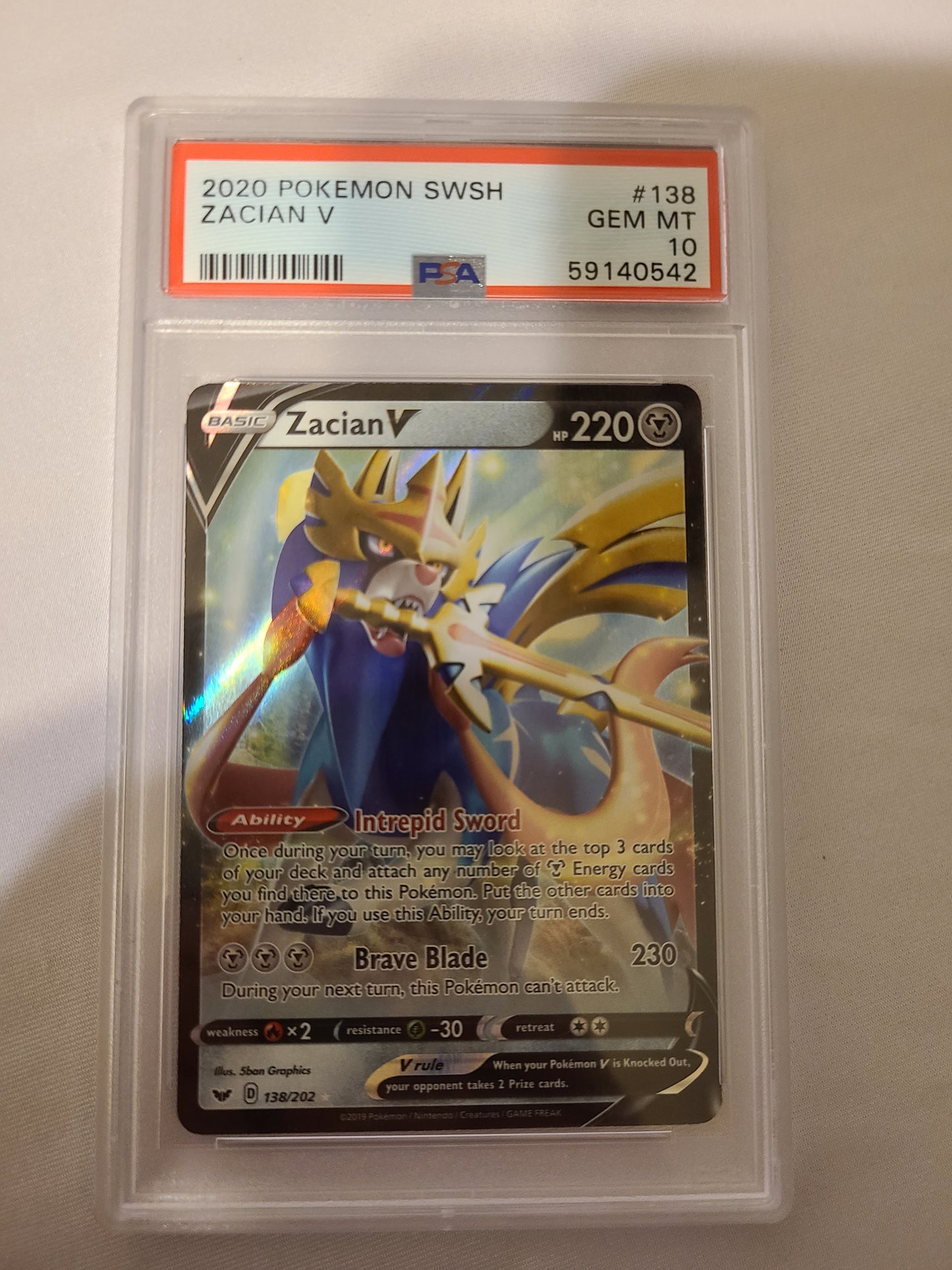 GRADED CARD - Zacian V #138 - PSA 10