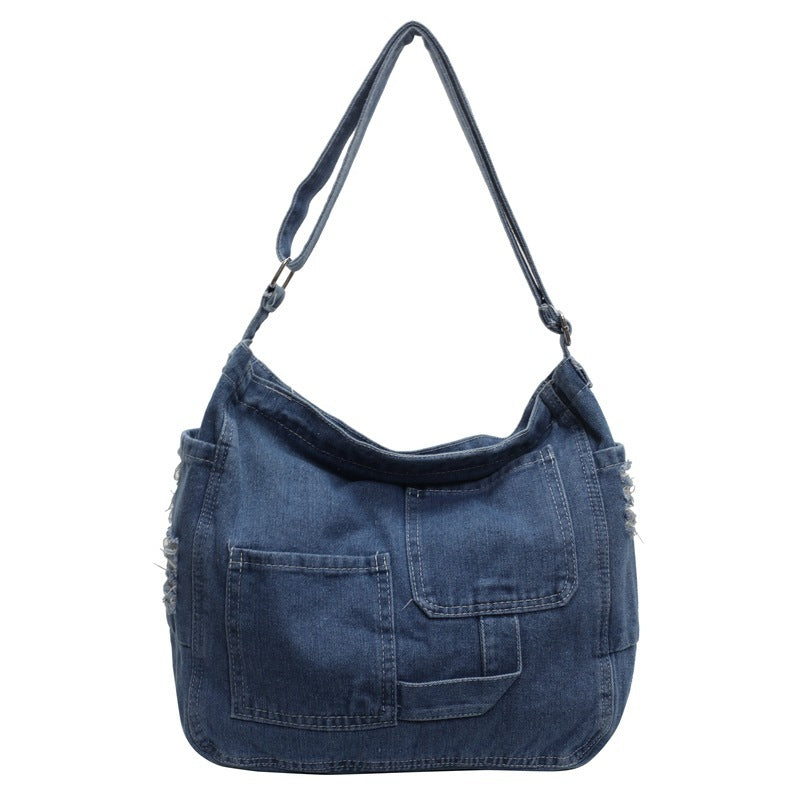 Adjustable Strap Denim Canvas Messenger Bag