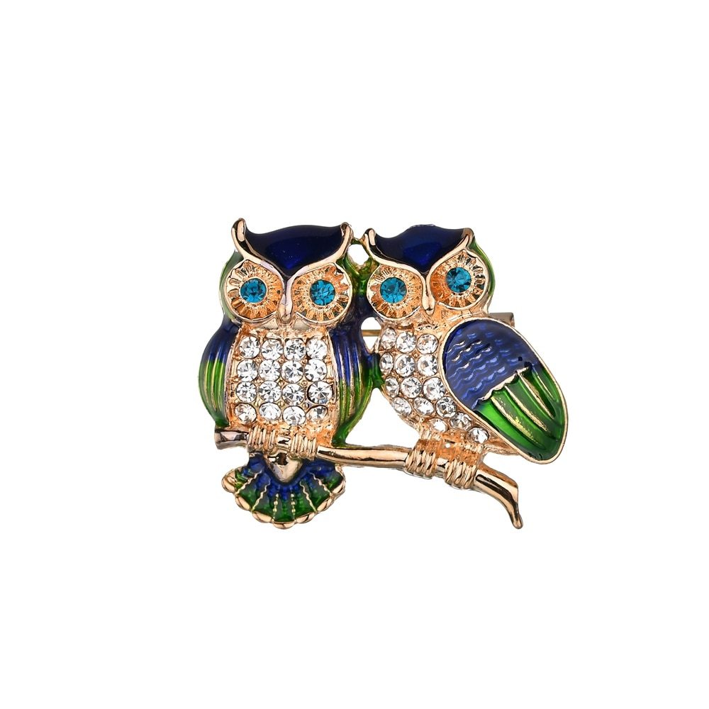 Pretty Double Owl Brooch