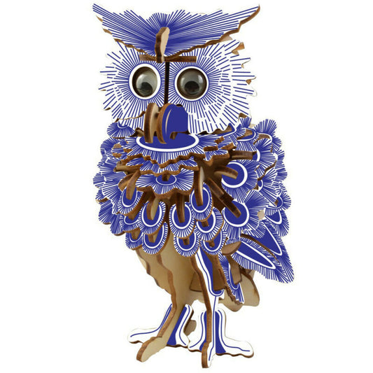 Blue Wooden 3D Owl Puzzle