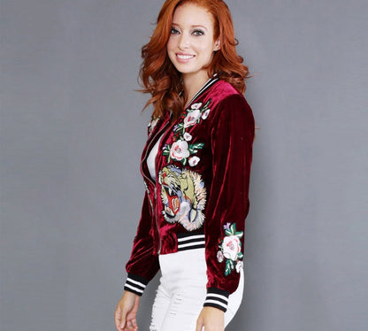 Woman's Vintage Style Bomber Jacket - Retro Tiger Theme