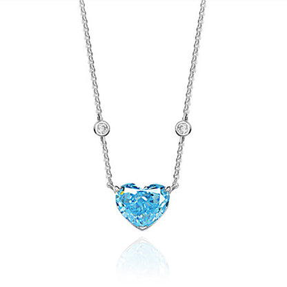 Ocean Blue Heart Necklace - S925 Silver