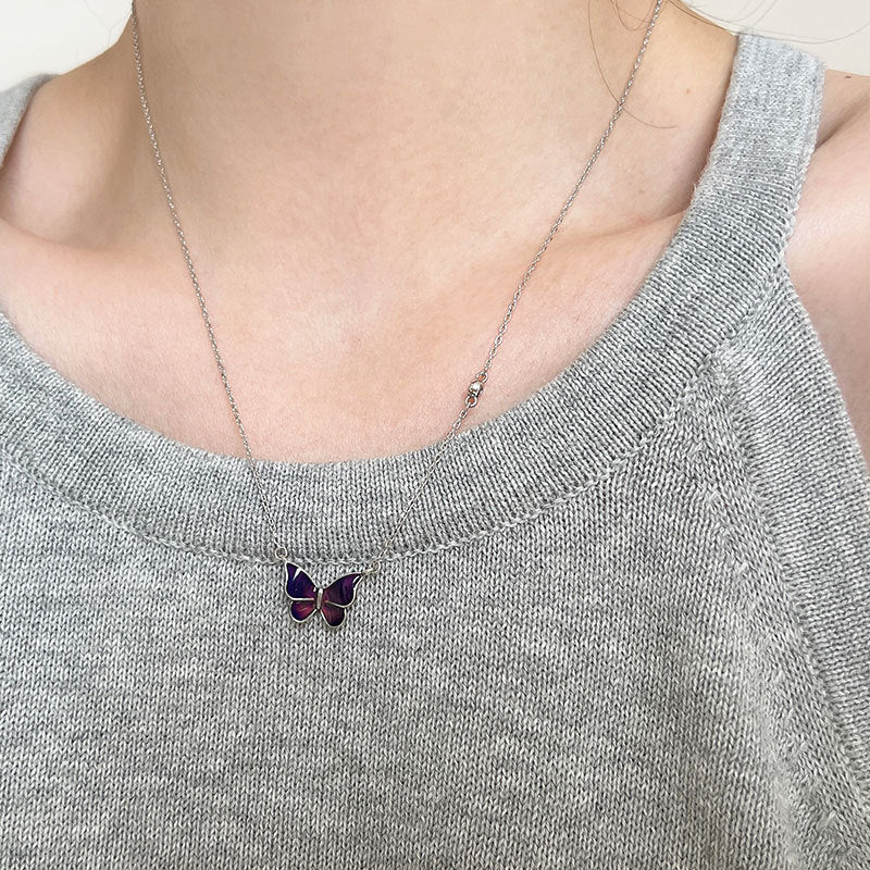 Color-Shift Butterfly Necklace. Changes Color Based on Temperature!