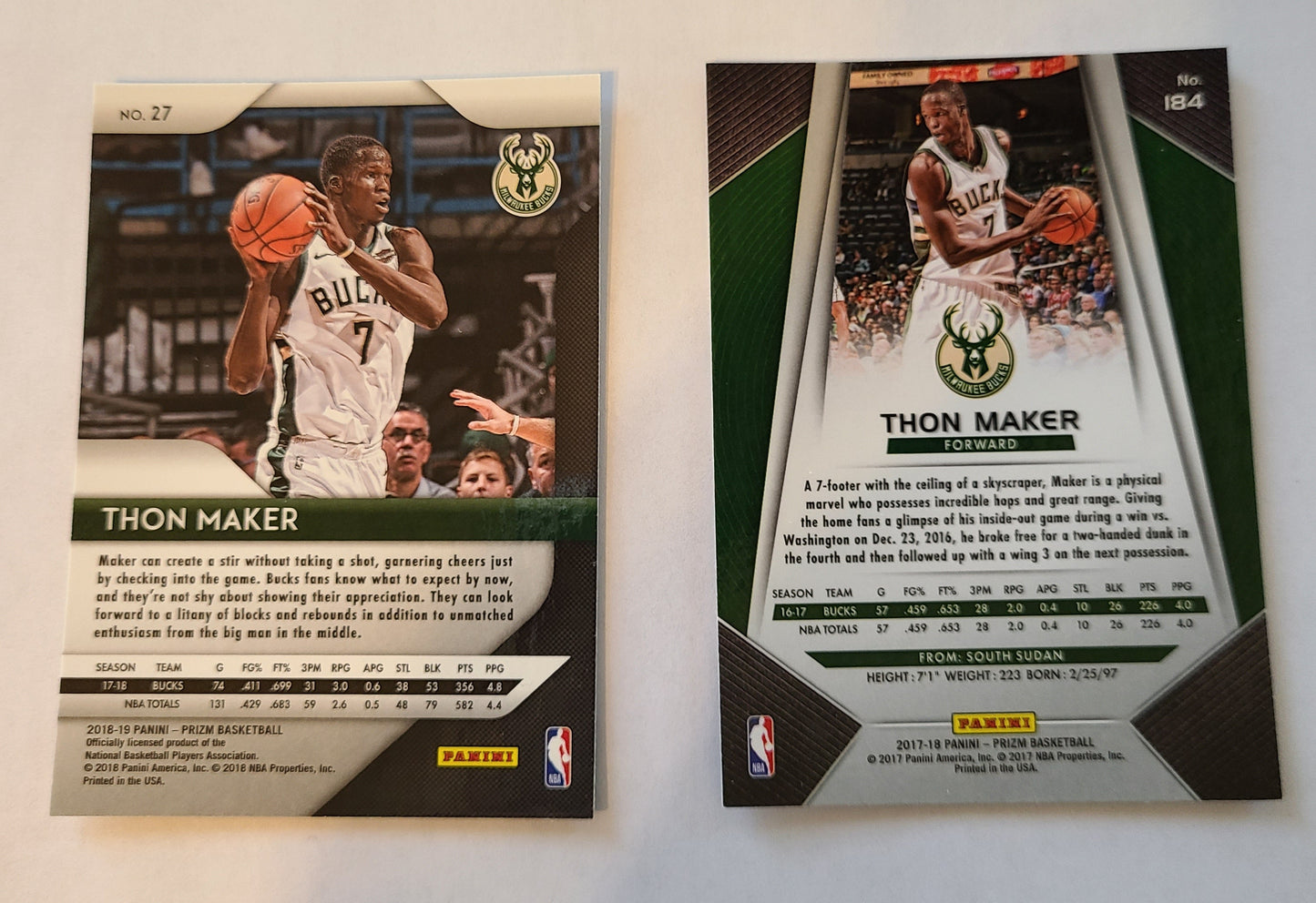 Thon Maker Two Pack - 2017 & 2018 Panini Prizm Standard Cards