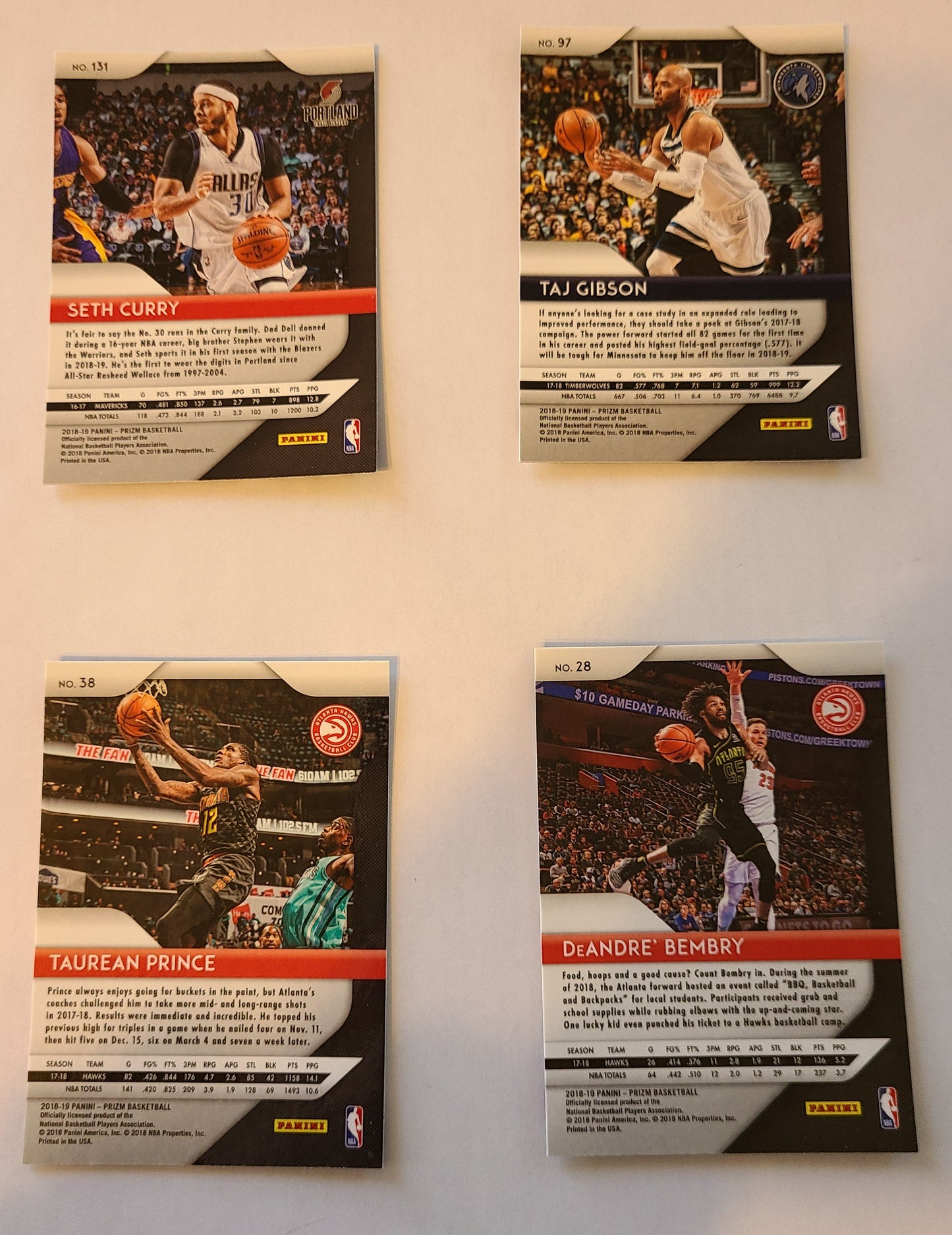 Panini Prizm Standard Card Four Card Bundle