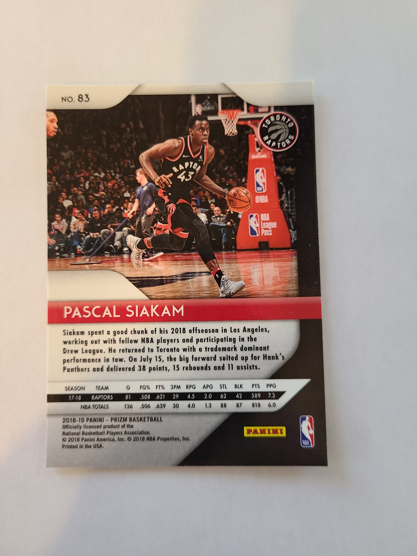 Pascal Siakam #83 Panin Prizm Standard