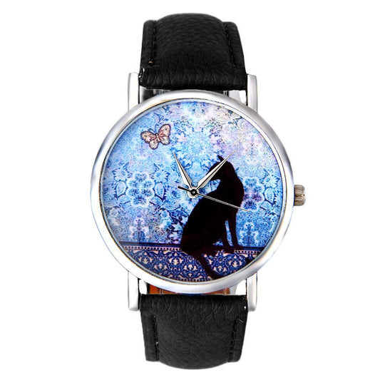 Cute Cat and Butterfly Pattern Watch
