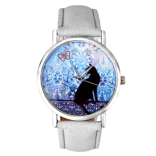 Cute Cat and Butterfly Pattern Watch